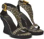 Balmain Anthem wedge espadrilles in monogram jacquard