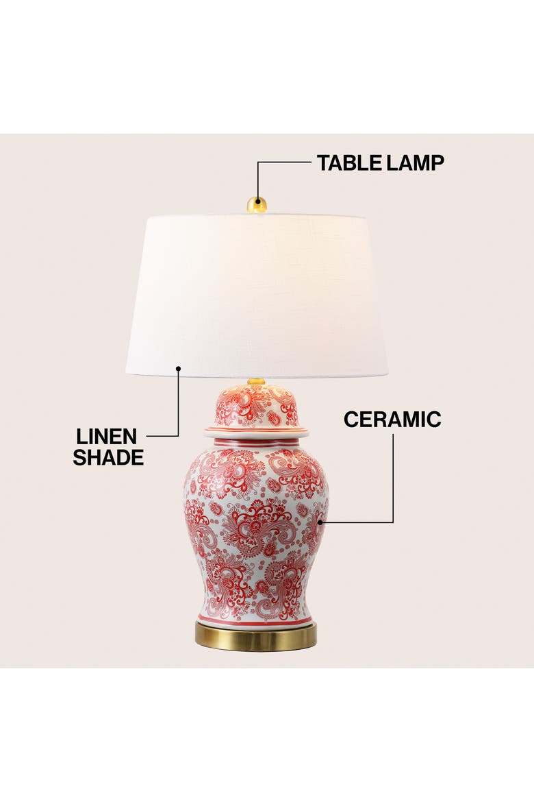 Ellis Chinoiserie Ceramic LED Table Lamp, Alternate, color, Red/White