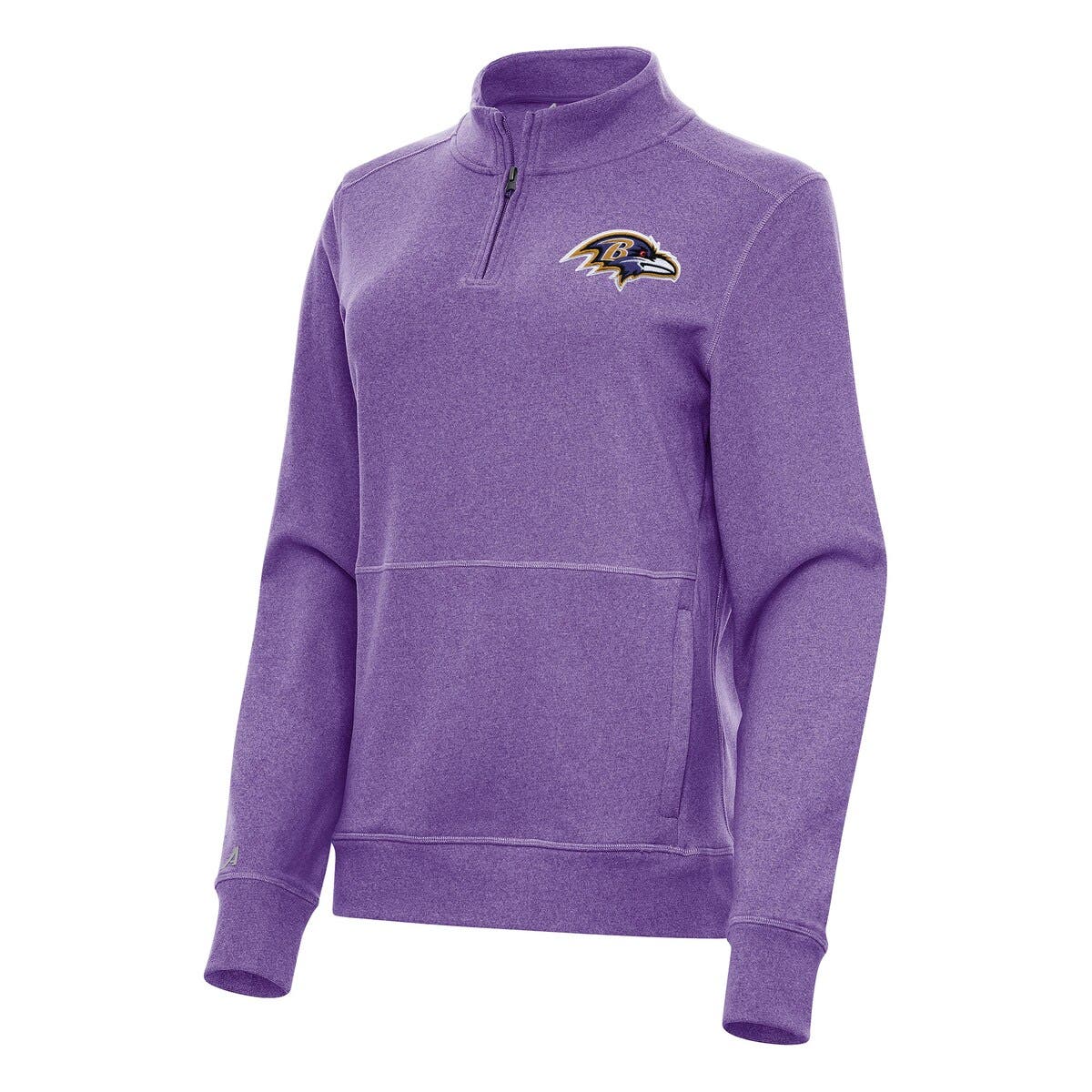 Women's Antigua Heather Purple Baltimore Ravens Crush Quarter-Zip Jacket