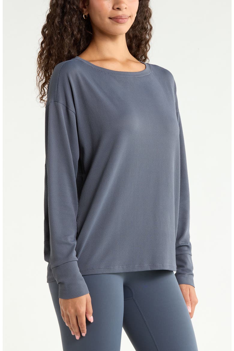 Textured Equilibrium Long Sleeve T-Shirt, Alternate, color, NAVY ARMADA