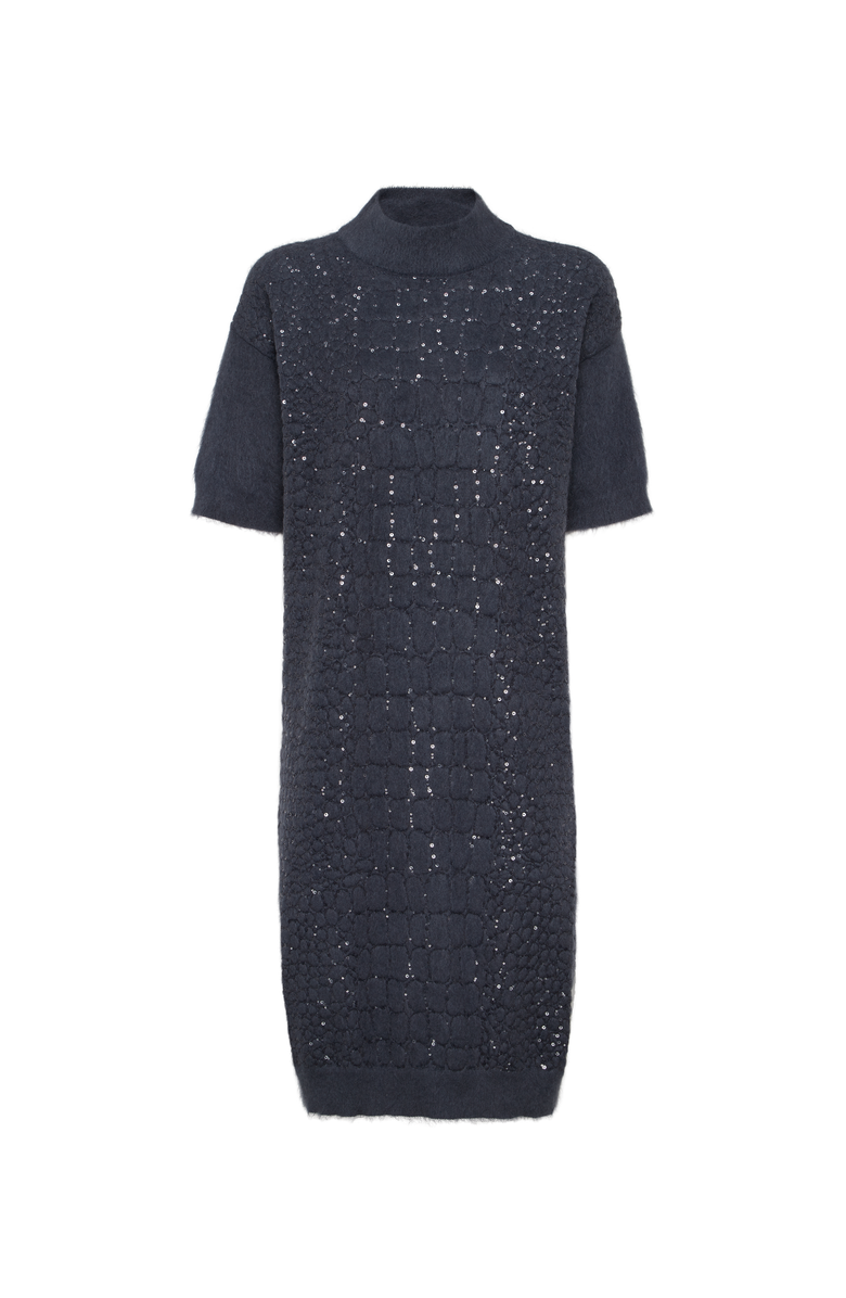 Brunello Cucinelli Dress with dazzling croc motif, Main, color, Navy Blue