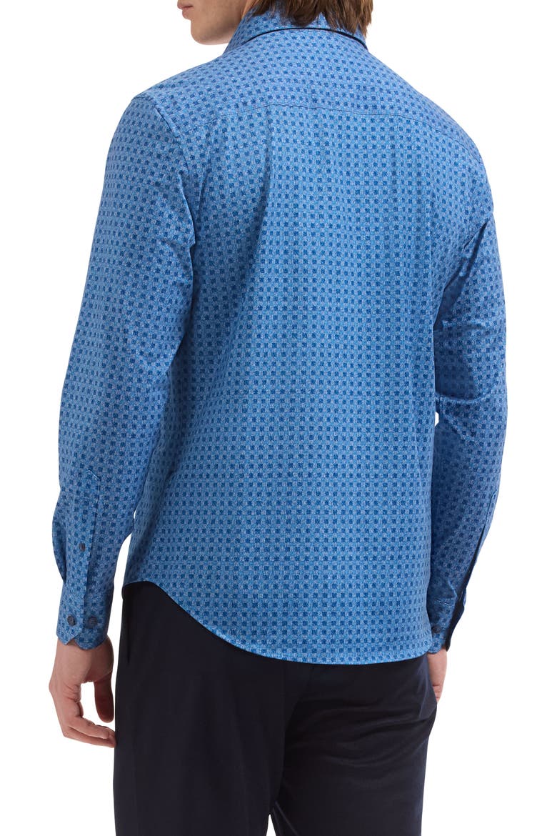 Devon OoohCotton® Print Button-Up Shirt, Alternate, color, MARINE BLUE