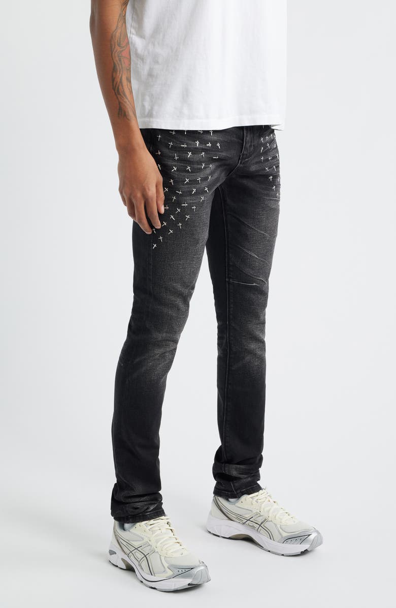 RtA Olivier Skinny Jeans, Alternate, color, Graphite Fade Cross