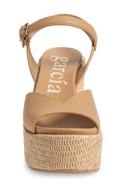 Pedro Garcia Doina Leather Platform Wedge Sandals In Camel Cervo-tejido Raffia