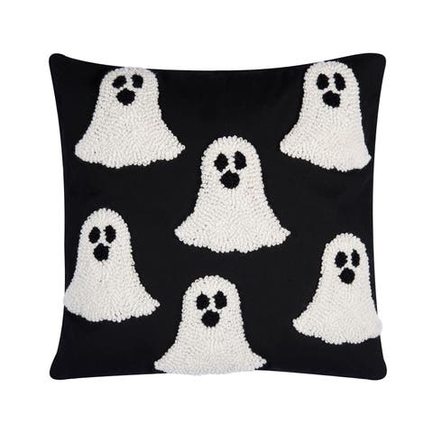 Ghost Pattern Halloween Hooked Accent Throw Pillow 18" x 18"
