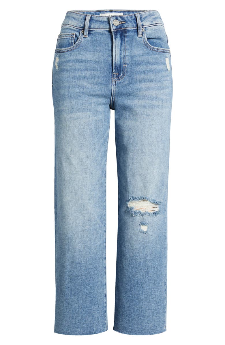 HIDDEN JEANS Ripped Raw Hem High Waist Crop Wide Leg Jeans, Alternate, color, Light Wash