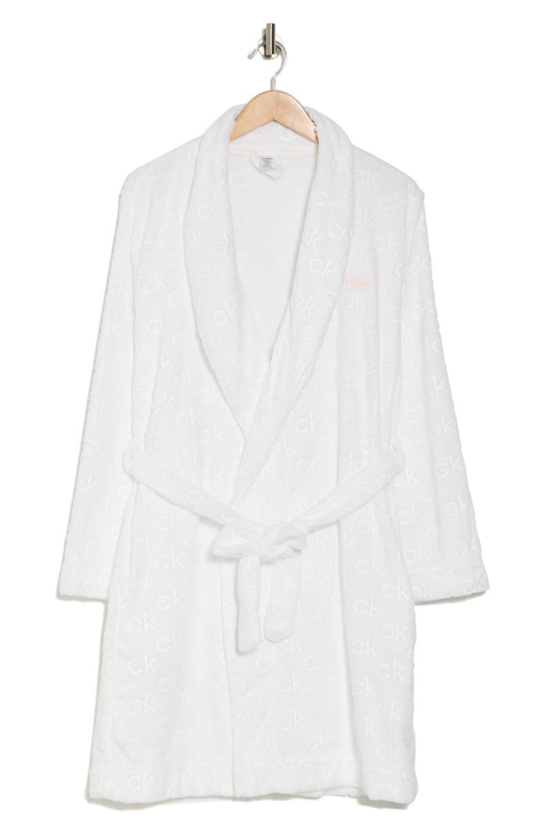 Calvin Klein Debossed Fluffy Robe, Alternate, color,