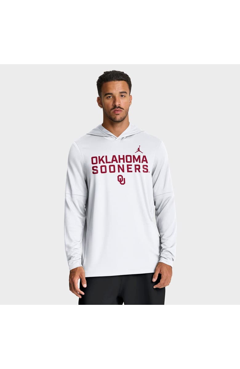 Jordan Brand Men's Jordan Brand White Oklahoma Sooners 2025 Sideline Performance Long Sleeve Hoodie T-Shirt, Main, color, White