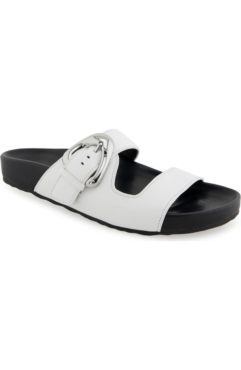 Aerosoles Lemon Flatform Slide Sandal, Main, color, Bright White Pebbled Leather