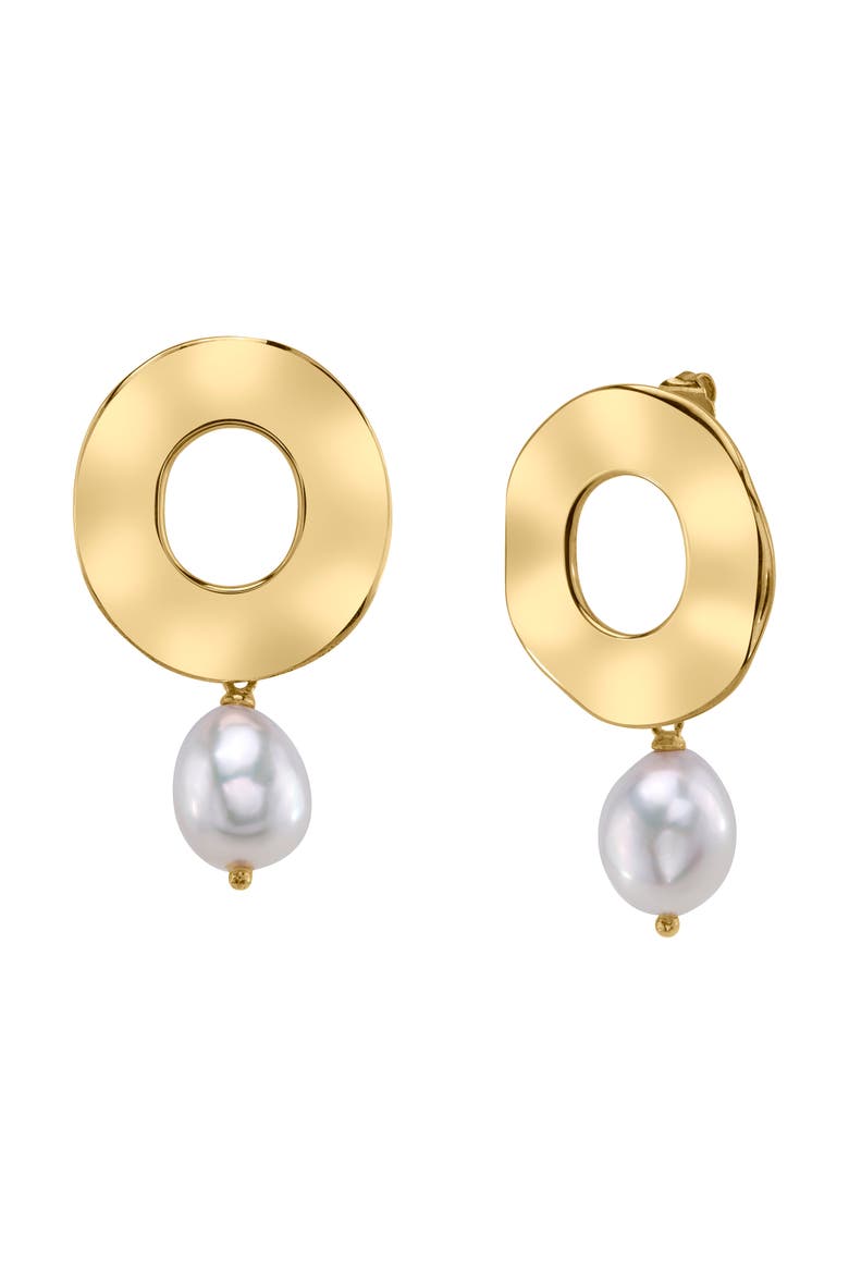 White Freshwater Baroque Pearl Mabel Earrings, Main, color, Yellow Gold Fill