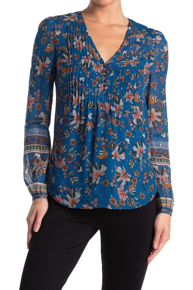 Lowell Metallic Silk Blouse, Main, color, CERULEAN MULTI