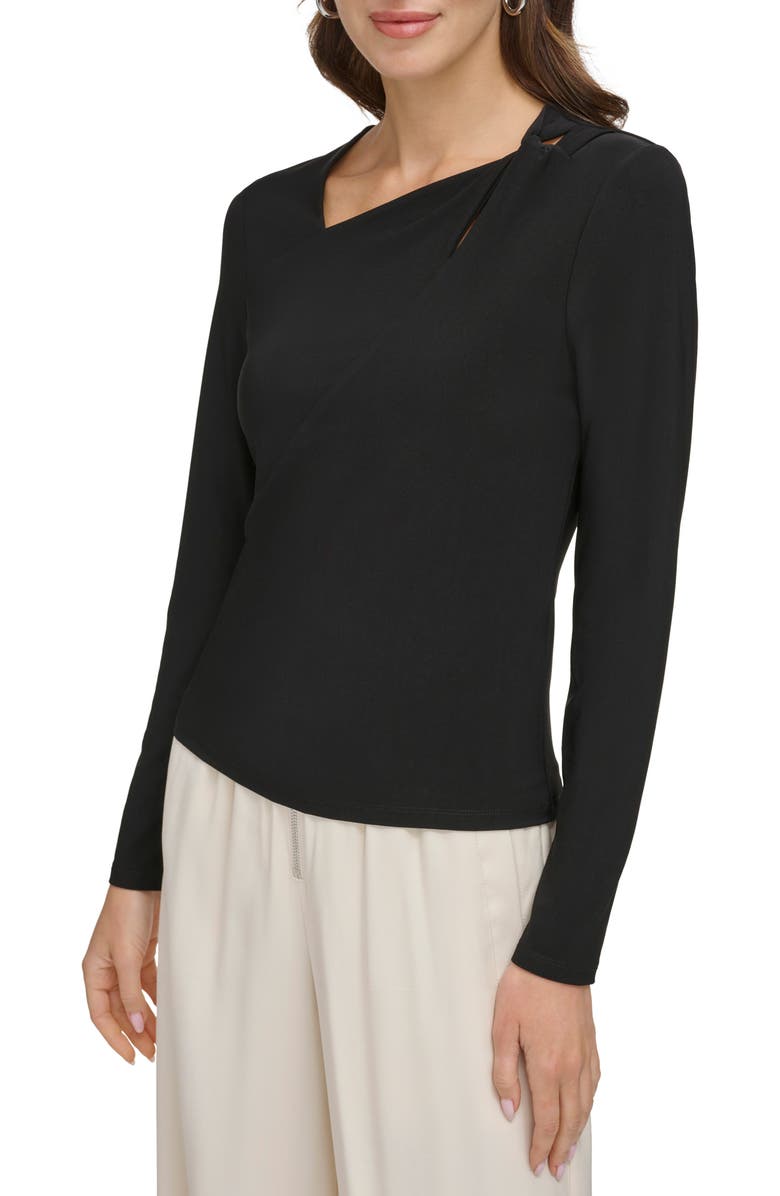 DKNY Asymmetric Twist Neck Top, Alternate, color, 