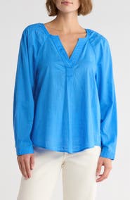 Tommy Bahama Sedona Sun Split Neck Long Sleeve Cotton Top