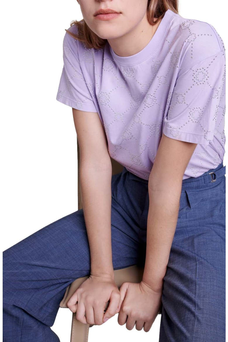 Clover Stud Cotton Crewneck T-Shirt, Alternate, color, PARMA VIOLET