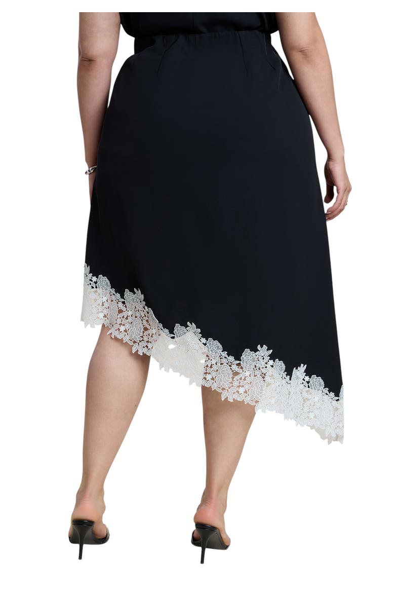 Asym Lace Trimmed Midi Skirt, Alternate, color, BLACK ONYX