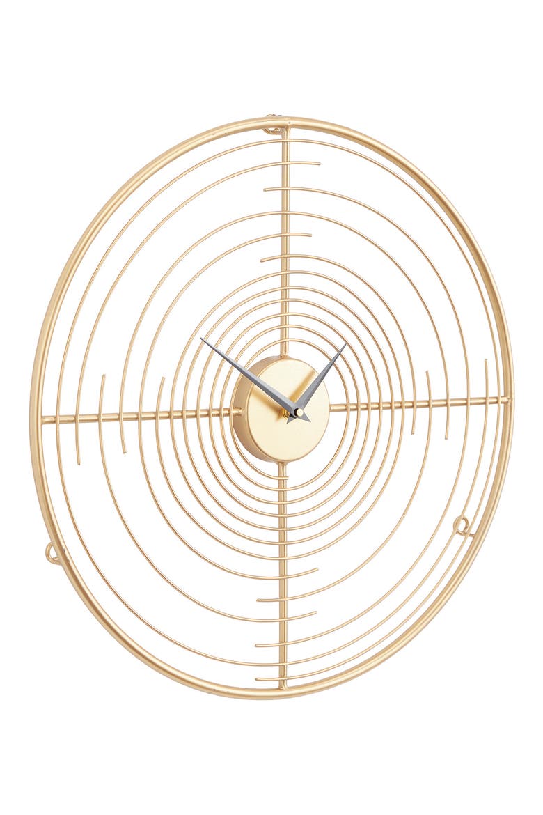 Goldtone Metal Open Frame Swirl Wall Clock, Alternate, color, GOLD