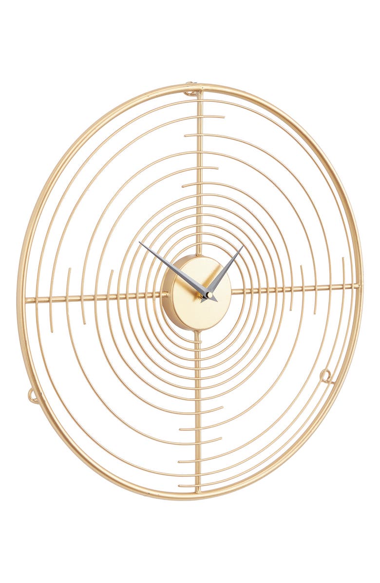 VIVIAN LUNE HOME Goldtone Metal Open Frame Swirl Wall Clock, Alternate, color, Gold