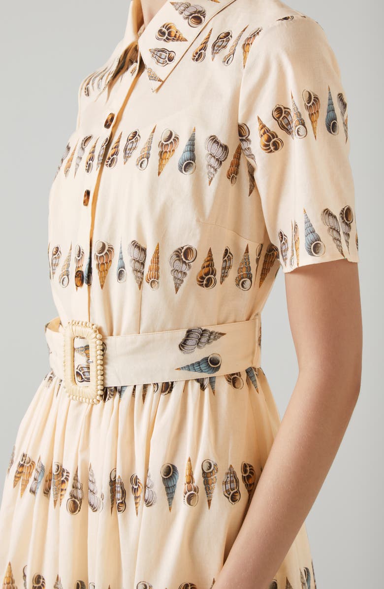 LK Bennett Bella Belted Cotton Voile Maxi Shirtdress, Alternate, color, 