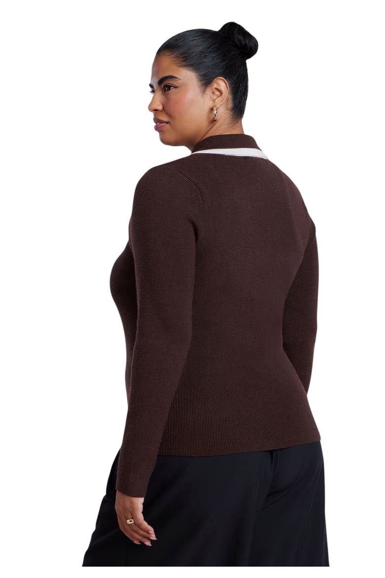 Double Collared Sweater, Alternate, color, CHOCOLATE AND CREAM