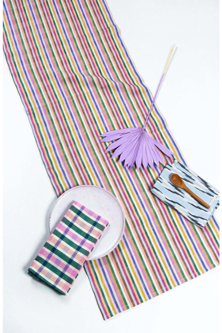 Valentina Rainbow Striped Handwoven Cotton Table Runner, Main, color, Rainbow