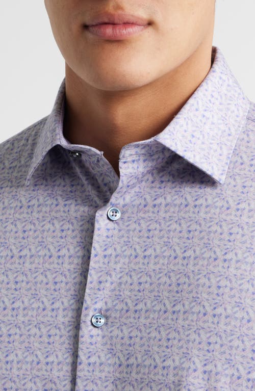 Bugatchi Jimmy Ooohcotton® Abstract & Check Print Button-up Shirt In Dusty Pink