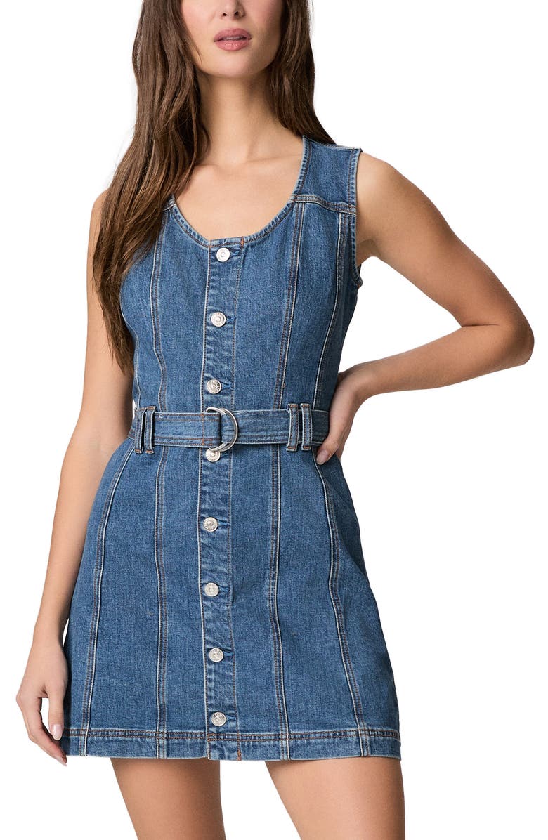 PAIGE Maxine Button-Up Denim Minidress, Alternate, color, Seafare