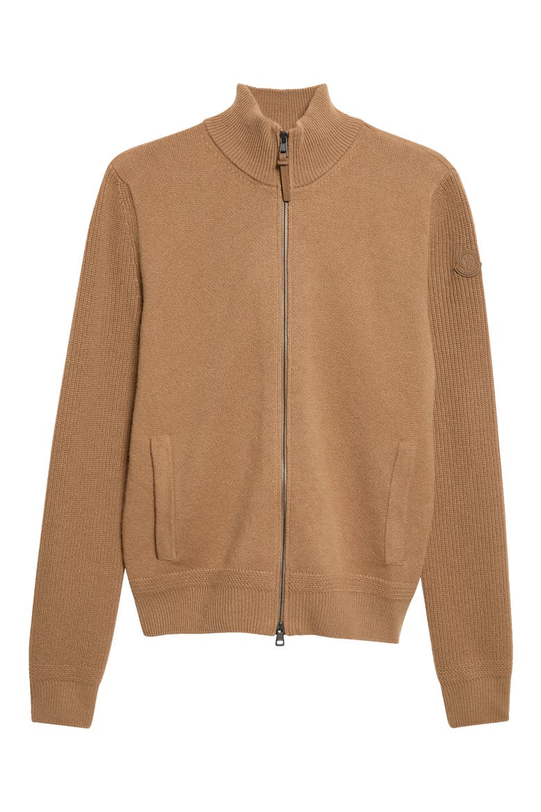 Wool & Cashmere Zip Cardigan, Alternate, color, TEAK