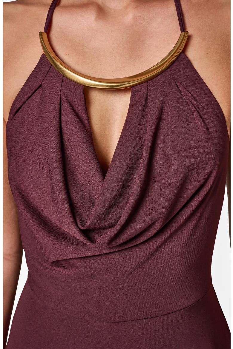 Halter Midi Dress, Alternate, color, PRUNE