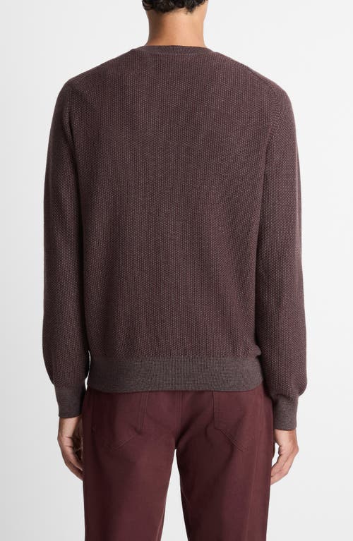Vince Wool And Cashmere Crew-neck Sweater With Ribbed Edges In Brown