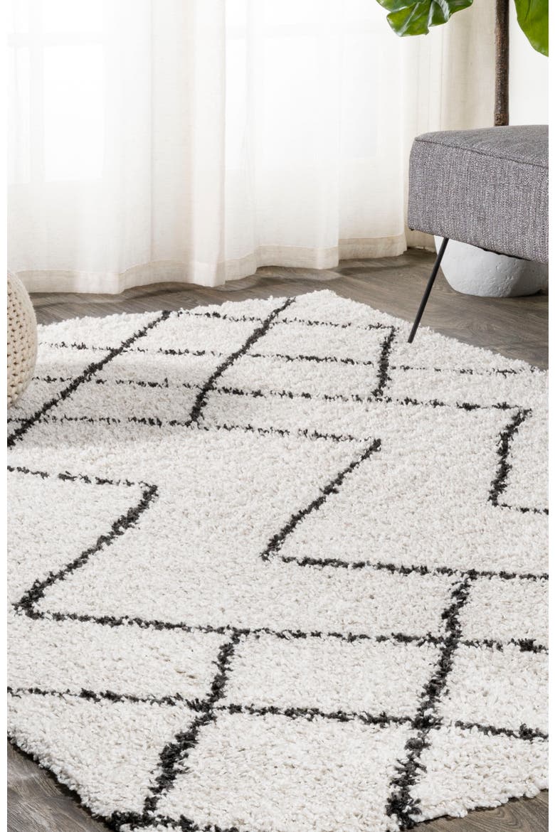 Alcudia Geometric Shag Area Rug, Alternate, color, Beige/Dark Gray