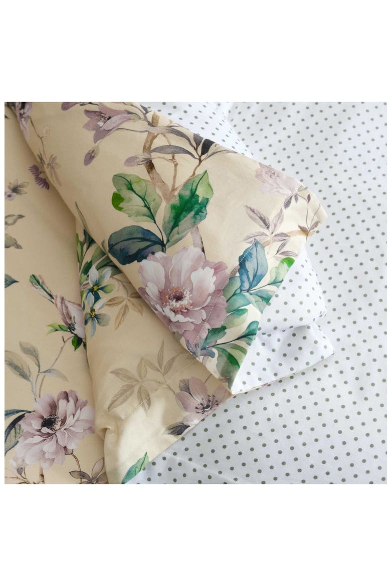 Songbird Reversible Cotton Sateen Duvet Set, Alternate, color, YELLOW/ PINK