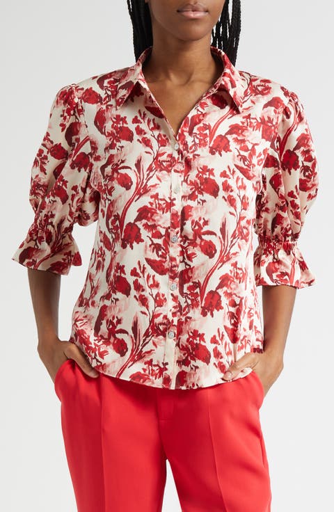 Fiona Floral Ribbons Button-Up Shirt