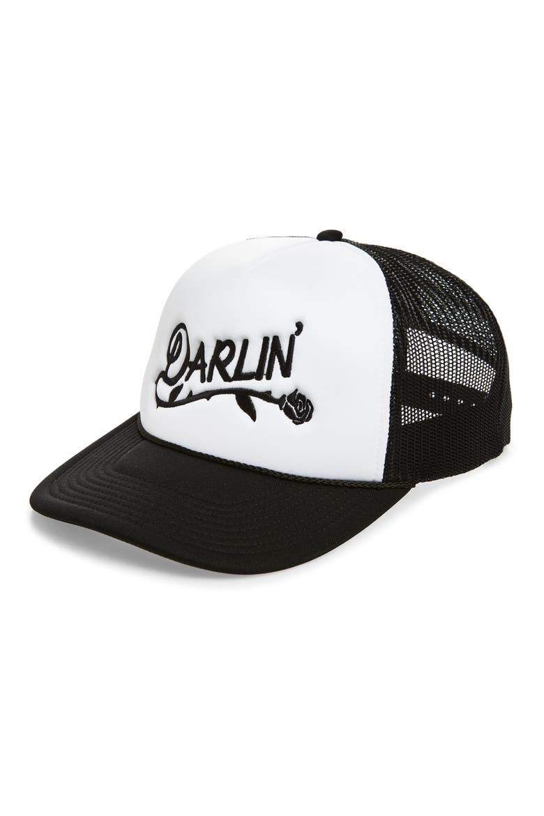 Darlin' Trucker Hat, Main, color, BLACK/WHITE
