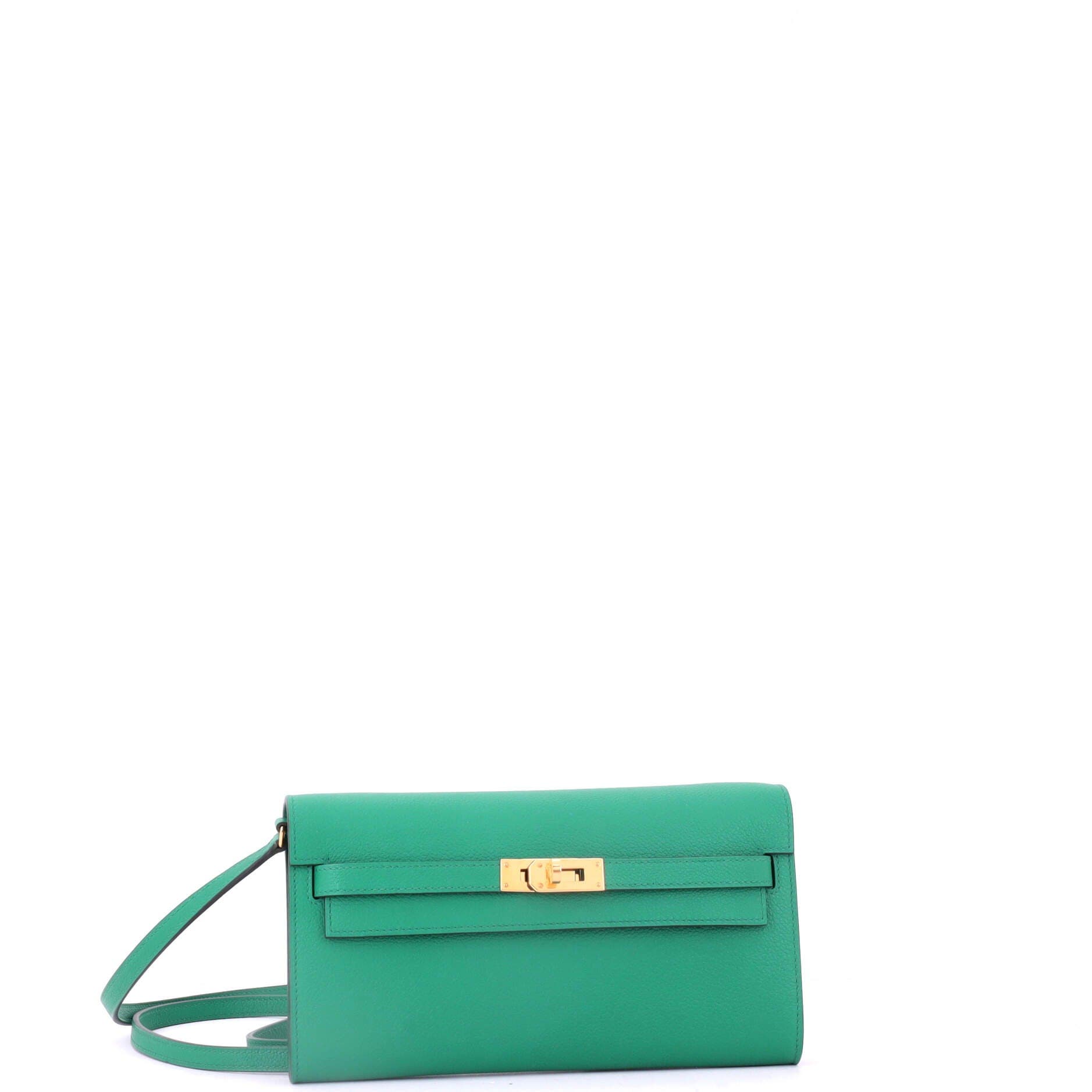 Pre-Owned Hermes Kelly To Go Wallet Evercolor, Alternate, color, Vert Jade