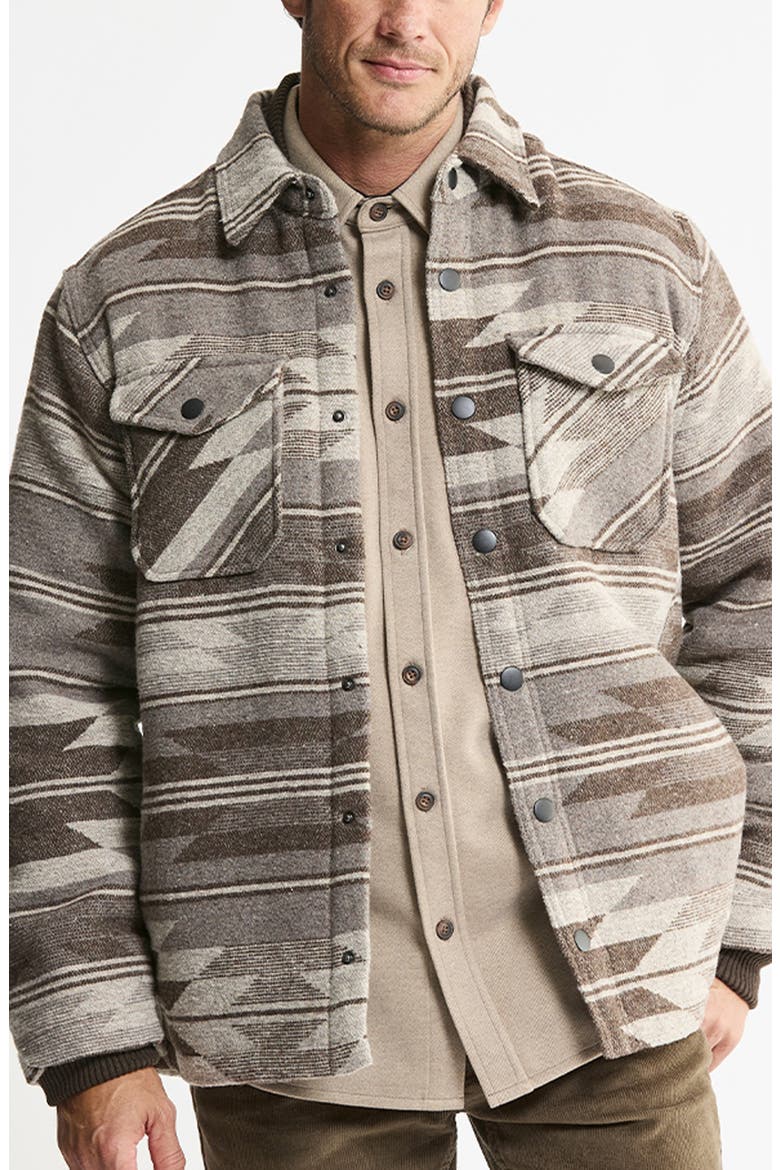 Faux Fur Lined Shirt Jacket, Main, color, STONE AZTEC