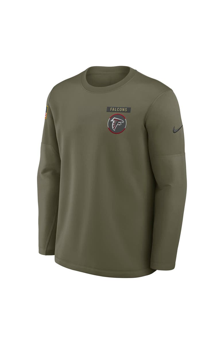 Nike Men's Nike Olive Atlanta Falcons 2025 Salute to Service Sideline Coaches Therma-FIT Long Sleeve Shirt, Alternate, color, Olive