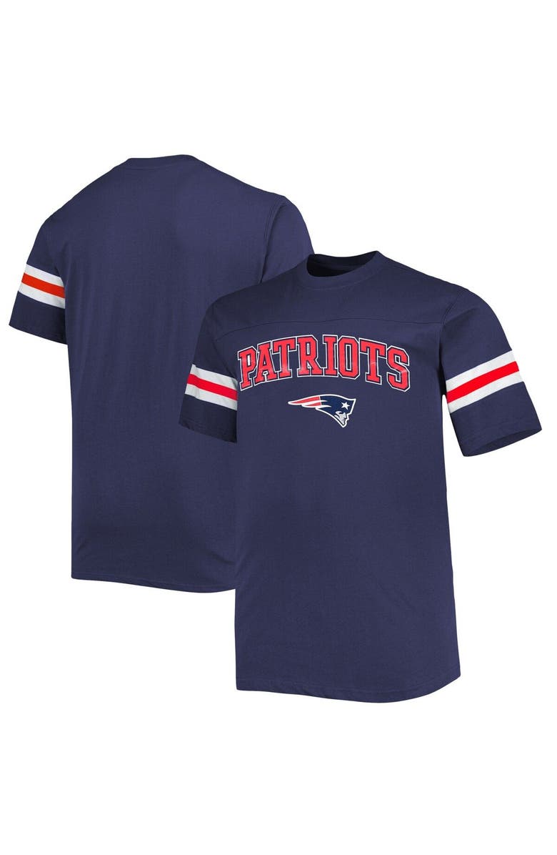 PROFILE Men's Navy New England Patriots Big & Tall Arm Stripe T-Shirt, Main, color, Navy