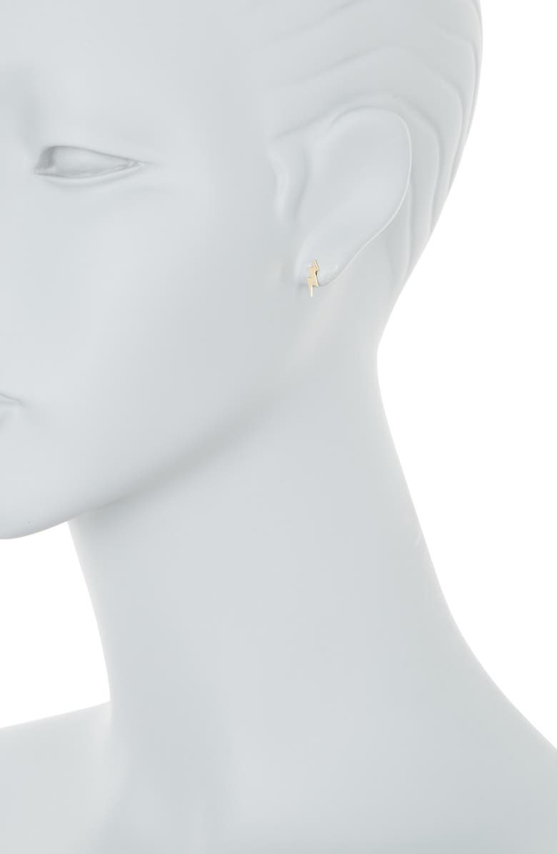 Ember Fine Jewelry 14K Yellow Gold Lightning Bolt Stud Earrings, Alternate, color, 