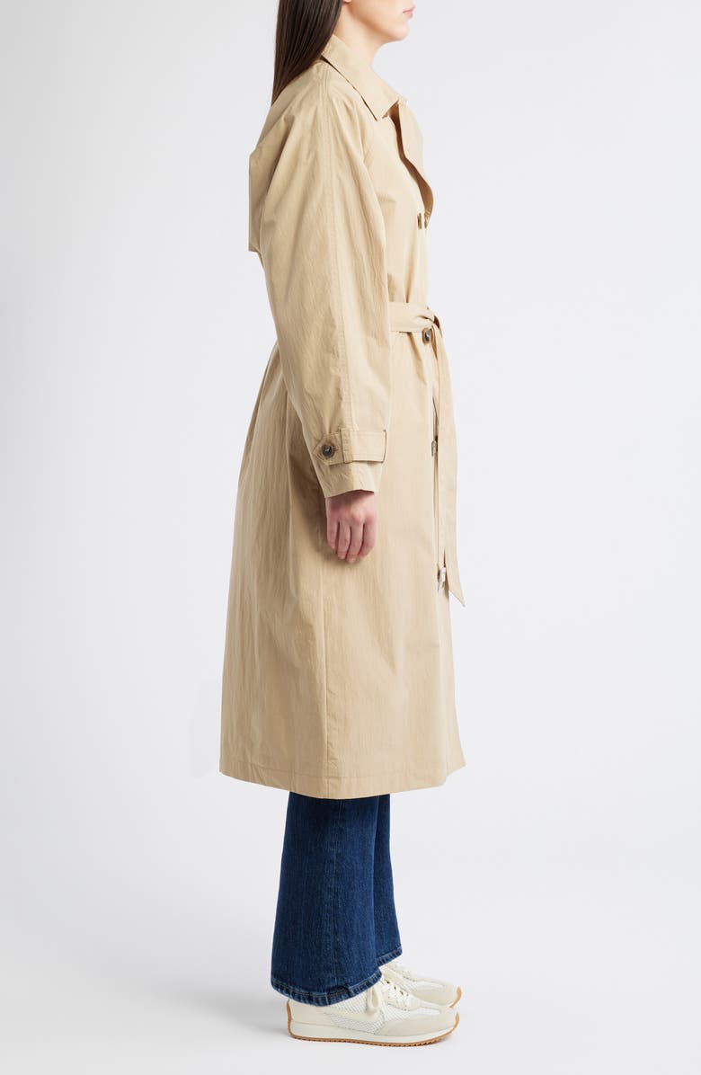 Bernardo Long Double Breasted Trench Coat, Alternate, color, Crisp Khaki