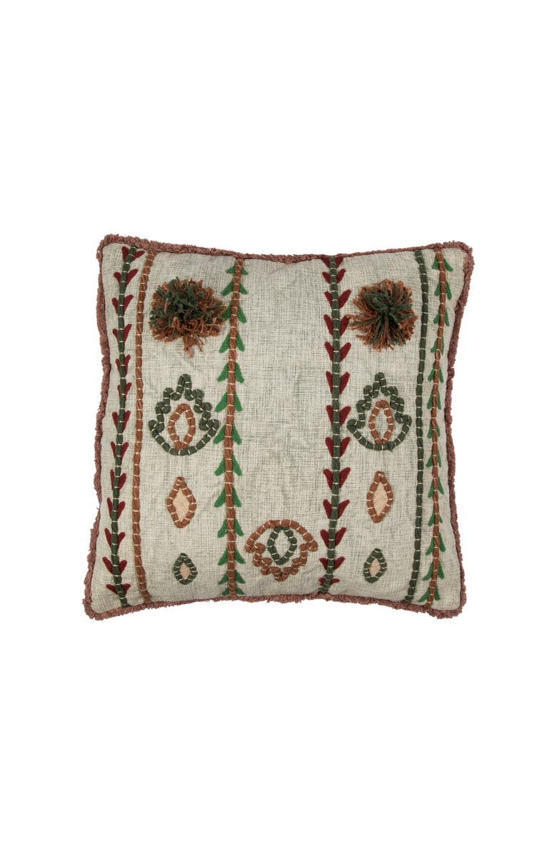 Storied Home Embroidered Cotton Pillow, Main, color, White