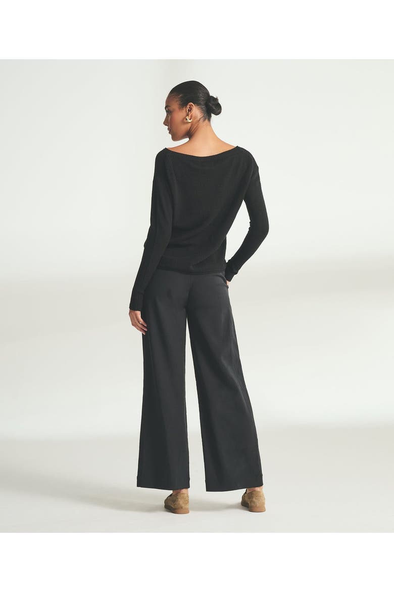 Lightweight Cashmere Boatneck Sweater, Alternate, color, Black