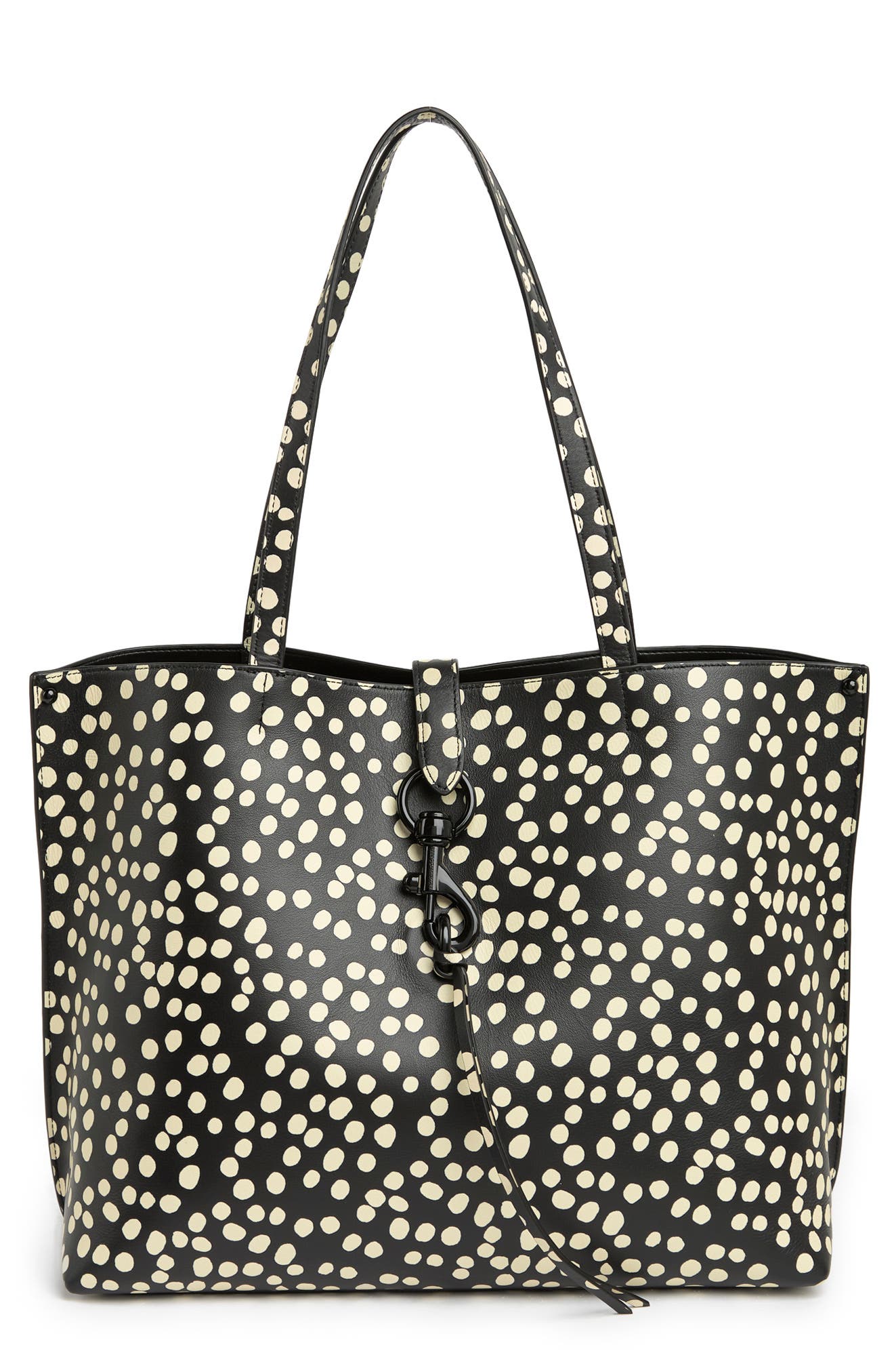 Megan Leather Tote, Main, color, POLKA DOT