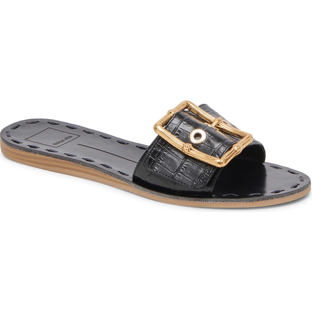 Dolce Vita Dasa Slide Sandal In Noir Leather