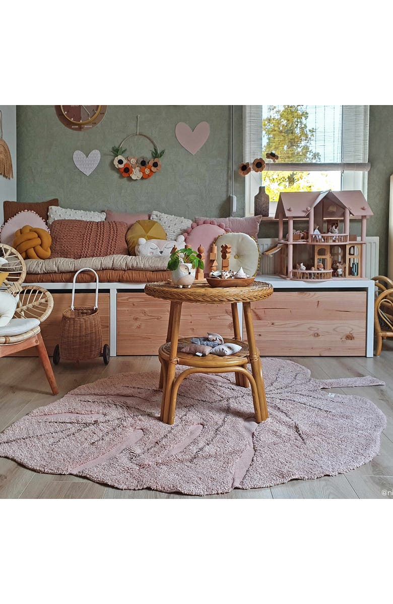 Lorena Canals Washable Rug Monstera, Alternate, color, Pink