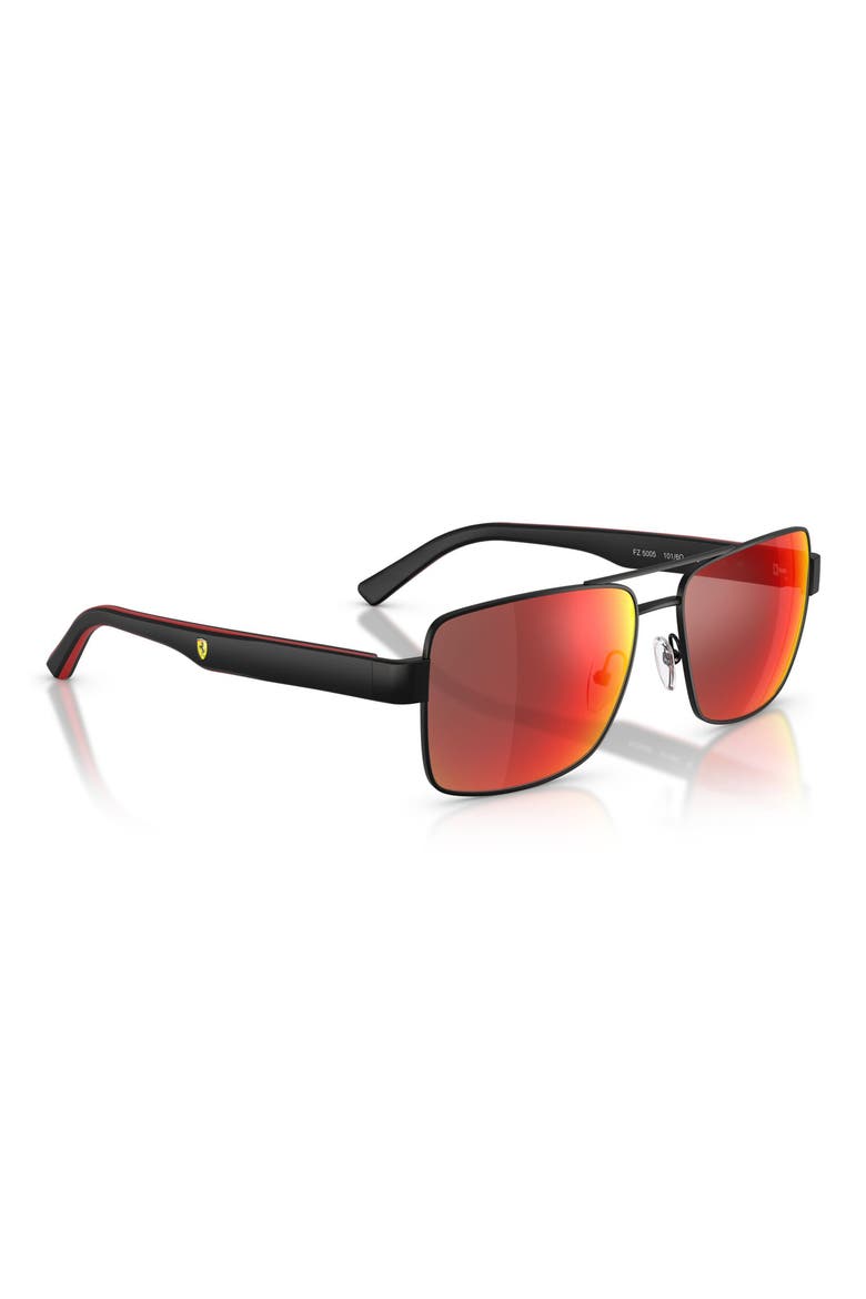 59mm Rectangular Sunglasses, Alternate, color, BLACK MATTE / DARK MIRROR RED