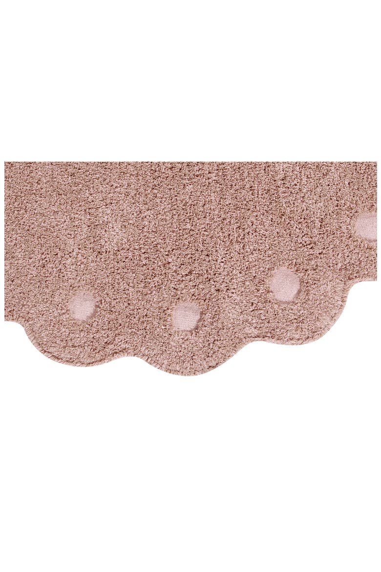 Polka Dot Washable Cotton Blend Round Rug, Alternate, color, VINTAGE PINK
