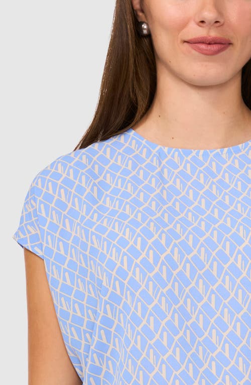 Halogenr Halogen(r) Geo Print Cap Sleeve Shell In Blue Fog