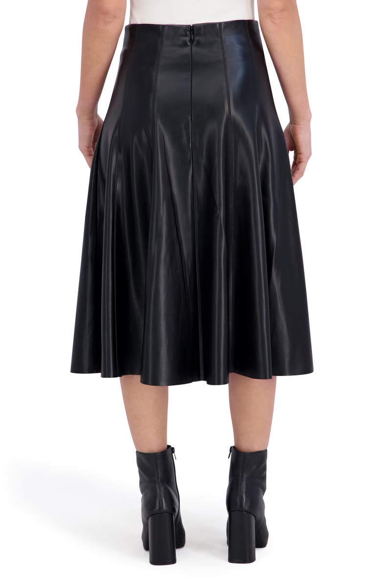 Ookie & Lala Supersoft Faux Leather Flounce Midi Skirt, Alternate, color, Black