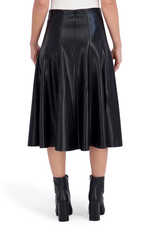 Ookie & Lala Supersoft Faux Leather Flounce Midi Skirt In Black