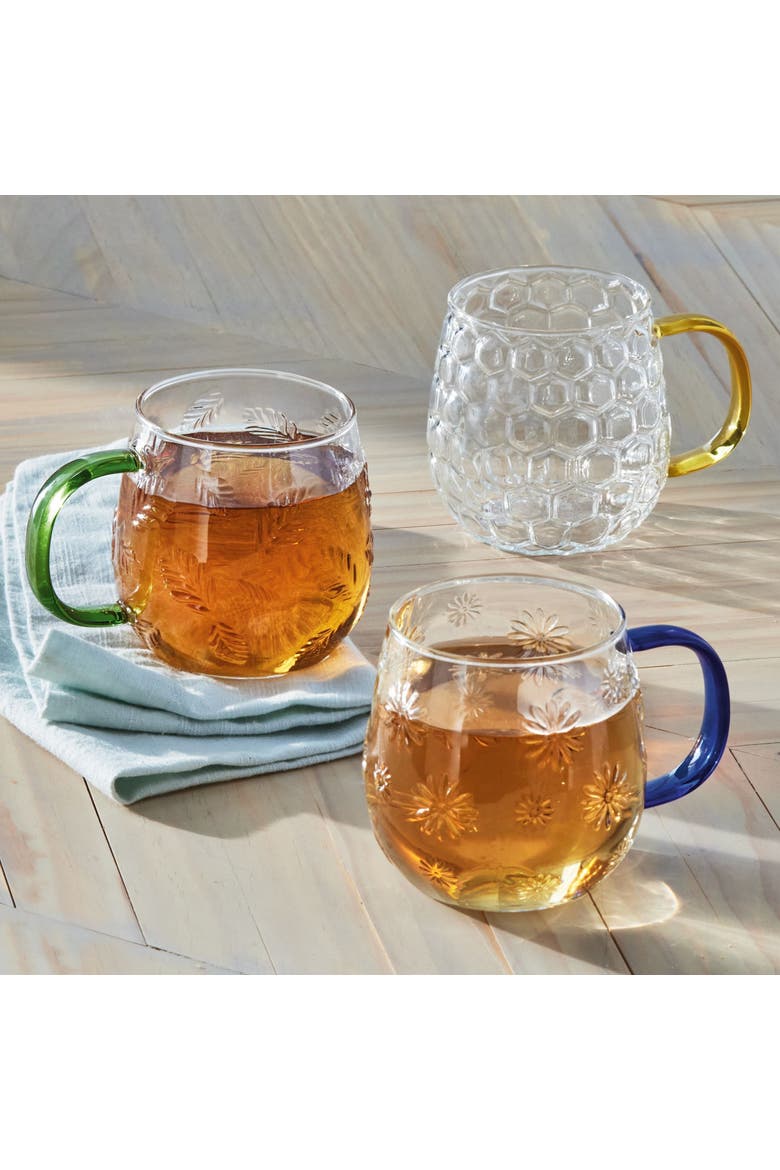 Flower Glass Mug Blue Glass Everyday, Alternate, color, Blue